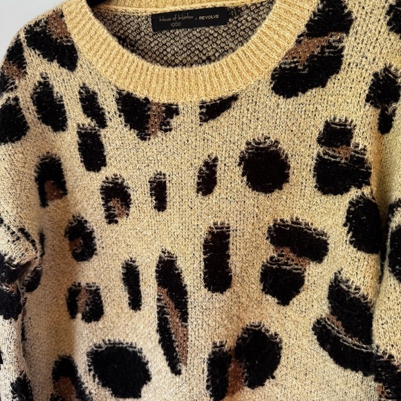 House Of Harlow 1960 x Revolve Leopard Print Wool Blend Edgy Cozy Sweater Sz S - Picture 4 of 9